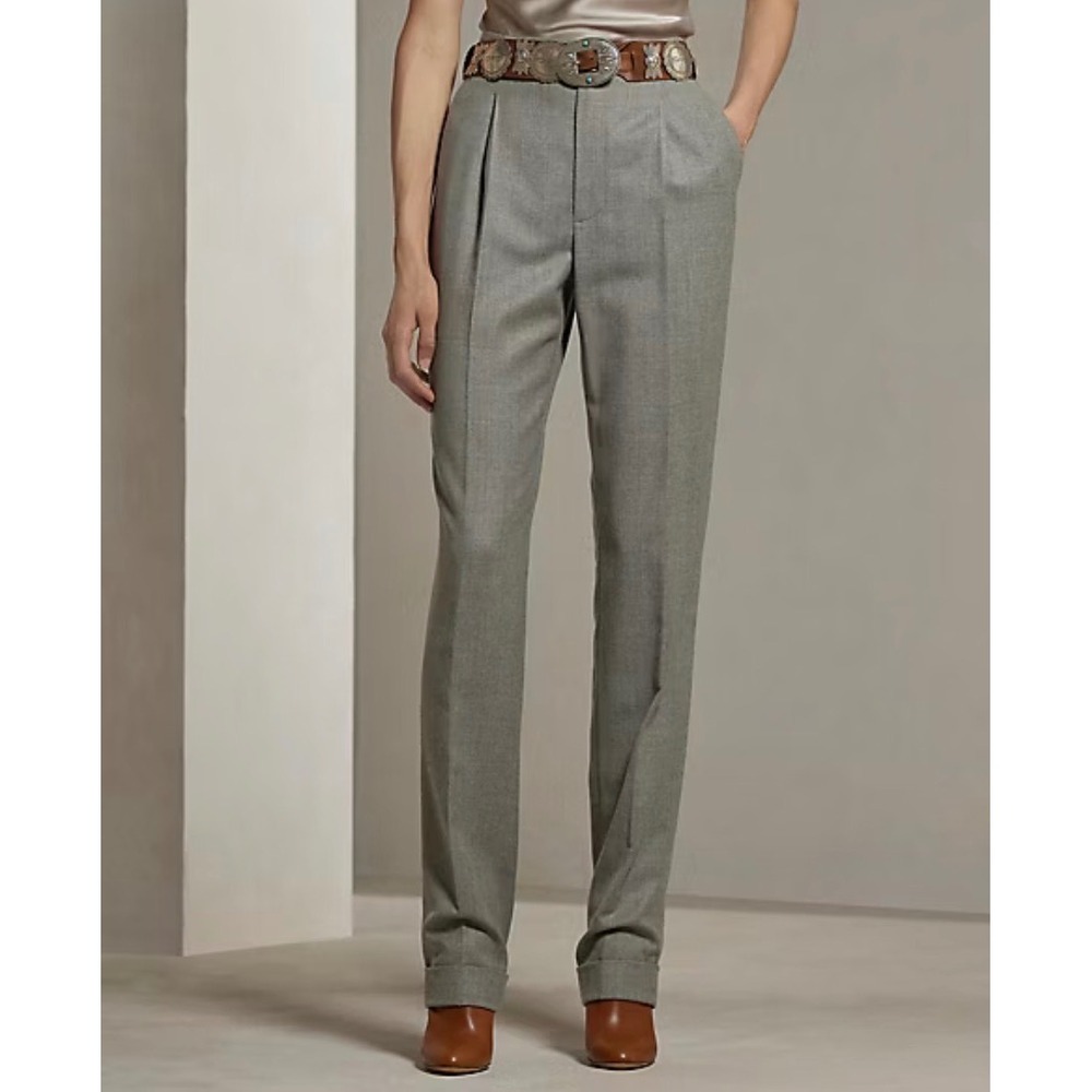 EUC Ralph Lauren Purple Label Jaena Pleated Flannel Pants Trousers Women's 18